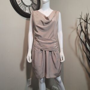 Bebe “Robbie” 100% Silk Cocktail Evening Cowl Neck Dress Size Large